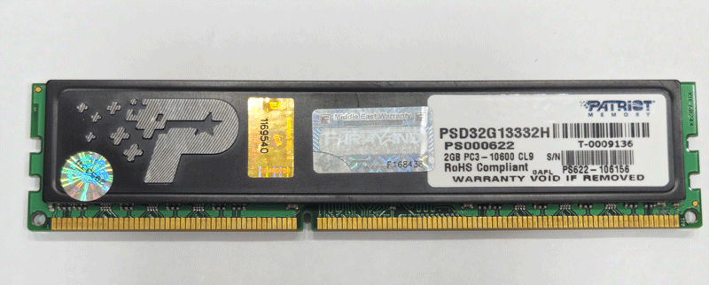 رم پاتریوت DDR3 1333 ظرفیت 2 گیگابایت کارکرده