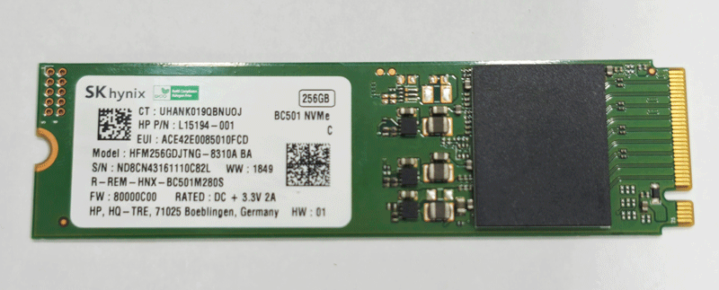 اس اس دی M.2 2280 NVMe SK hynix BC501 ظرفیت 256 گیگابایت سلامت 88%