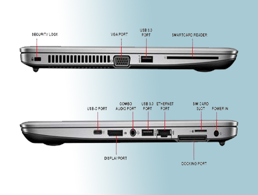 نمای کناری لپ تاپ استوک HP 840 G3